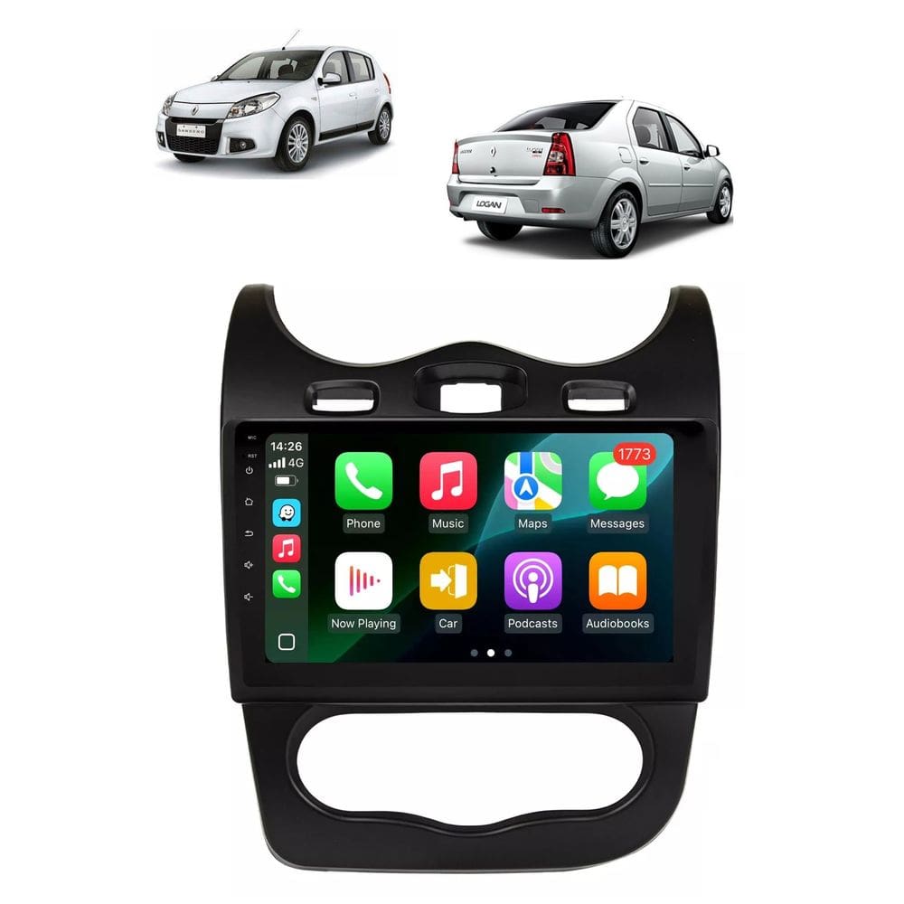 Kit Multimídia Sandero Logan 2012 / 2014 9 Pol Android Carplay 2/32GB - 915BR ROADSTAR