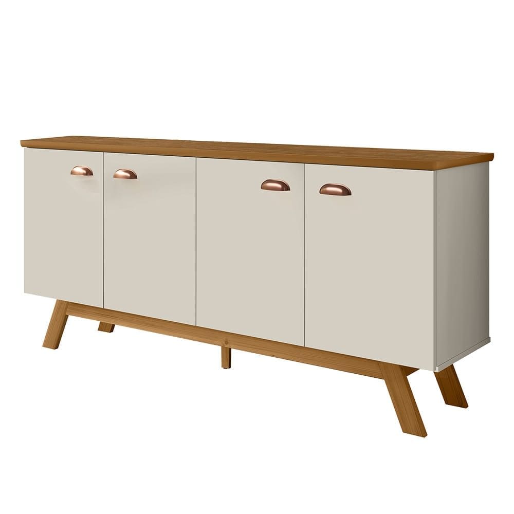 Balcao Buffet Atlanta 4 Portas 164 cm Off White Nature Tebar