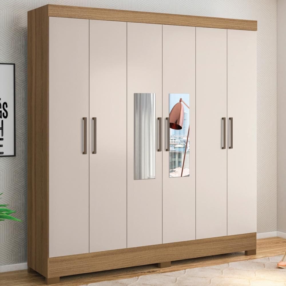 Guarda Roupa Casal 6 Portas Com Espelho e 3 Gavetas York