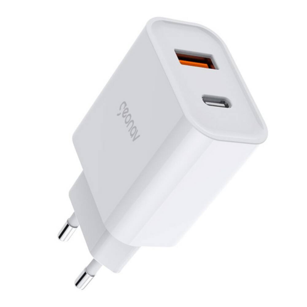 Carregador Ultrarrápido Duplo Power Delivery 20w Quick Charge 18w CH20PDQC Geonav Branco