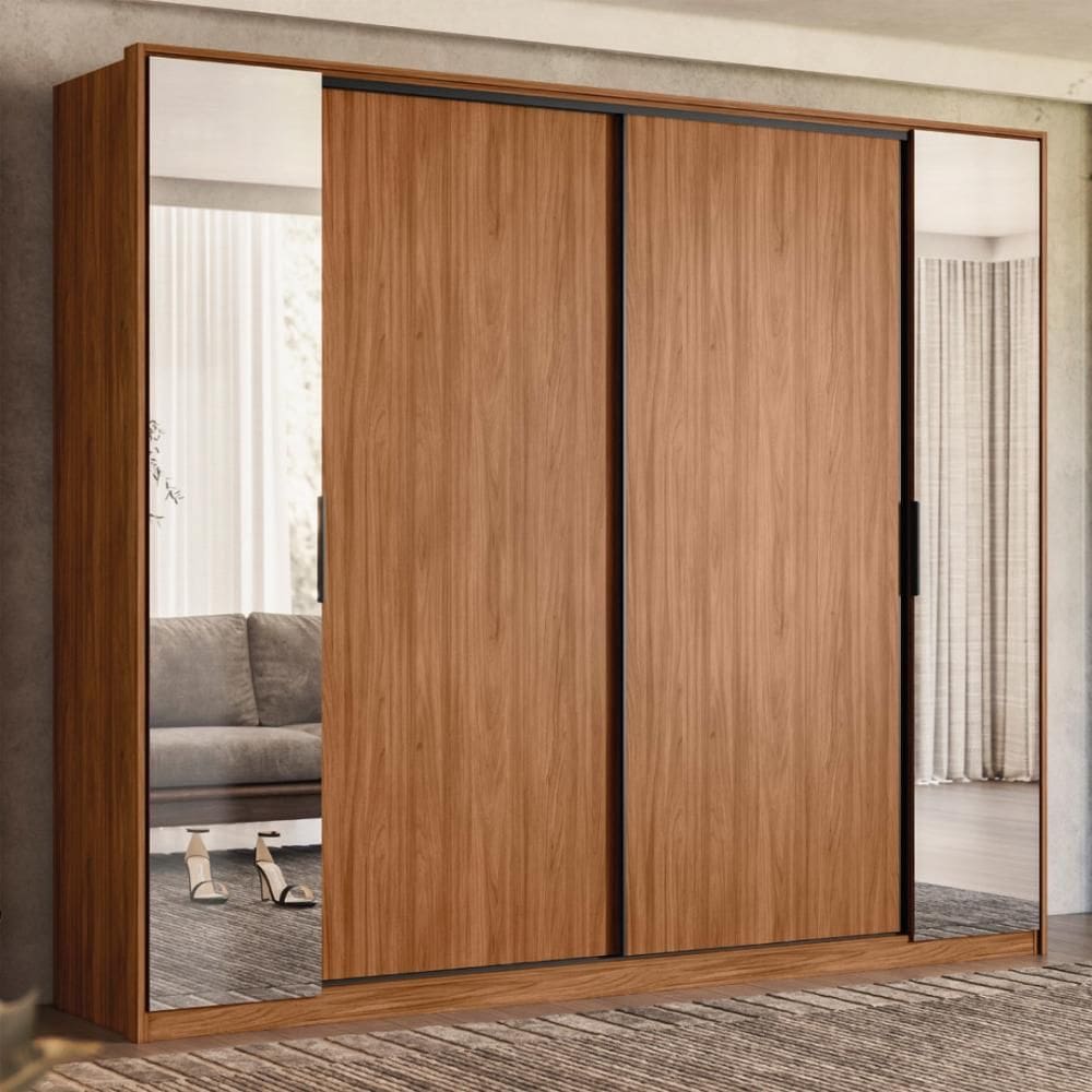 Guarda Roupa Casal 4 Portas Com Espelho e 4 Gavetas Estônia