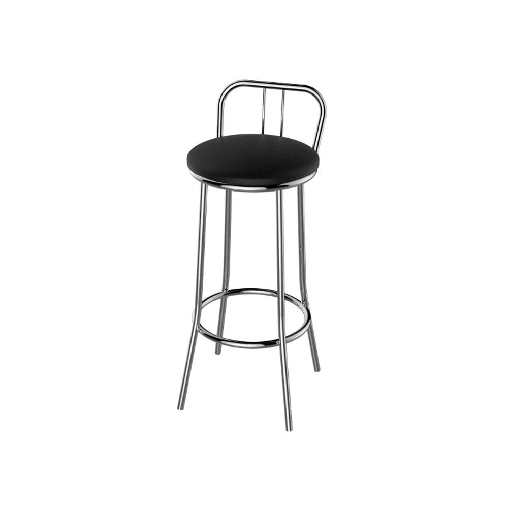 Banqueta Cozinha Cromada Redonda Napoles Baixa 50cm Flape