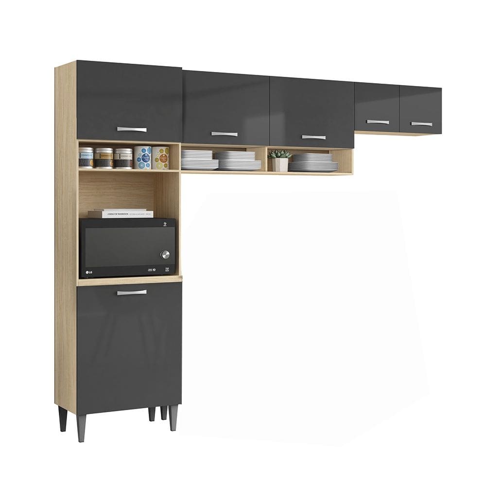 Cozinha Compacta Aurora Avena Grafite Aramóveis