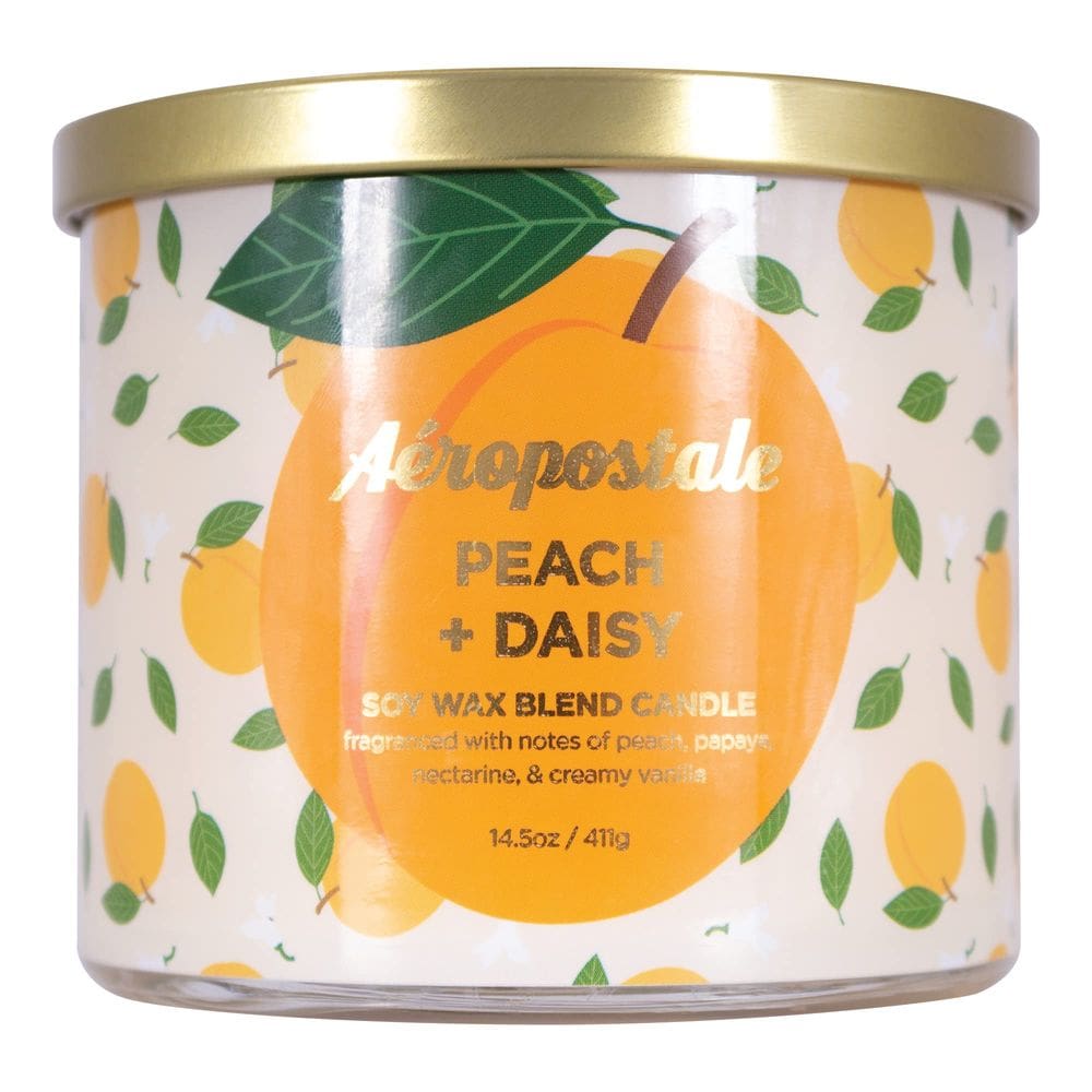 Vela perfumada Aeropostale Peach + Daisy Soy 60h de tempo de queima