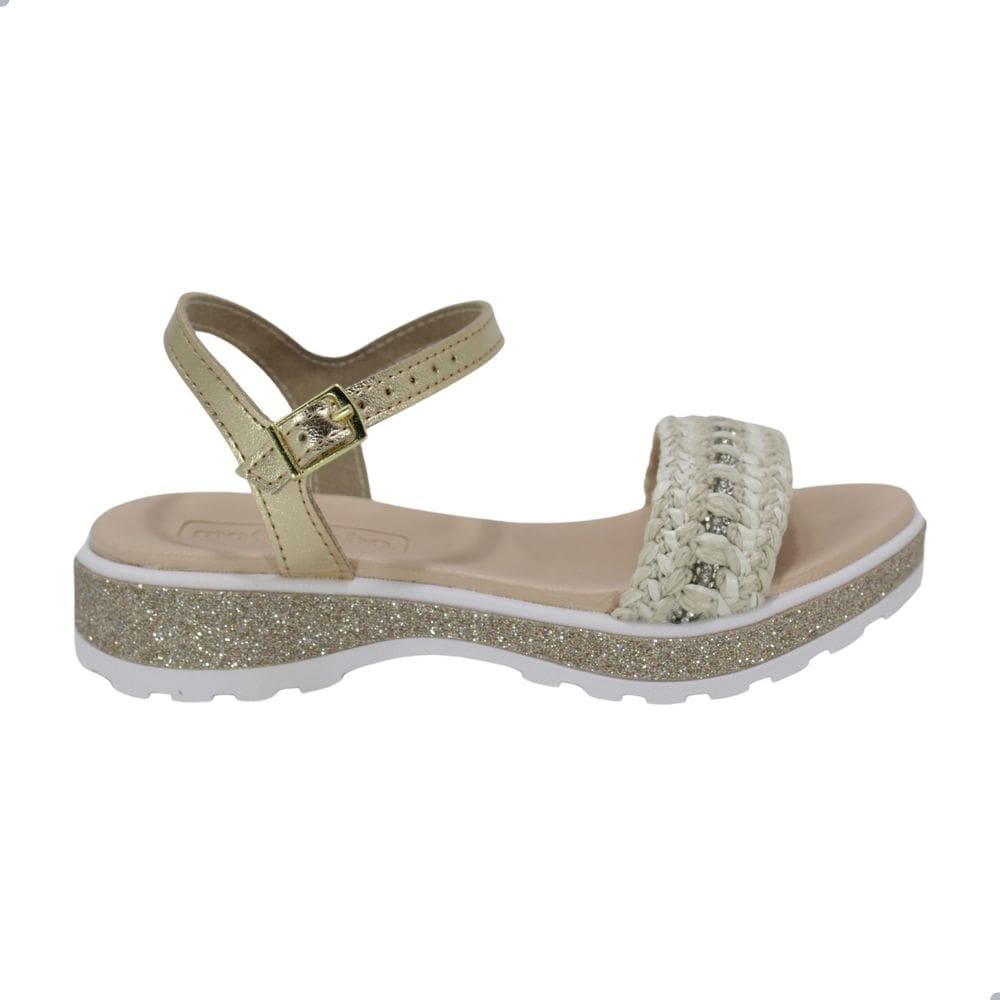 Sandália Infantil Molekinha Dourada com Brilho