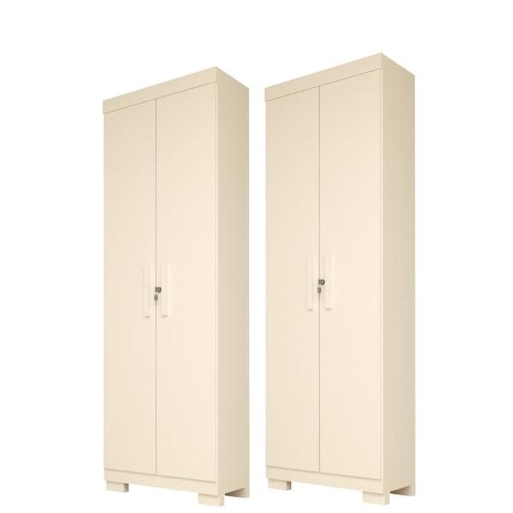 Kit 2 Armário Multiuso Israel 2 Portas com Chave 100% MDF – Linhamobília