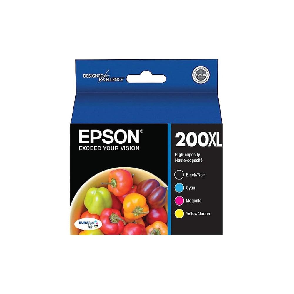 Cartucho de tinta Epson T200XL preto/ciano/magenta/amarelo, pacote com 4