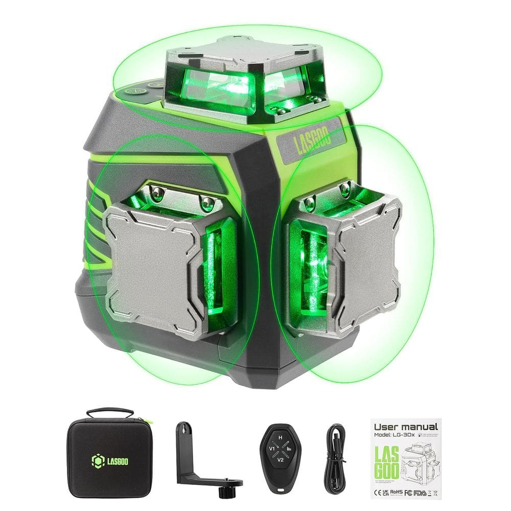 Nível de laser LASGOO LG-3dx 3x360° com autonivelamento com controle remoto