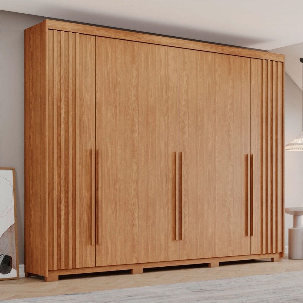 Guarda-Roupa Casal Cala 6 Portas 4 Gavetas Flex Natural - Pnr Móveis