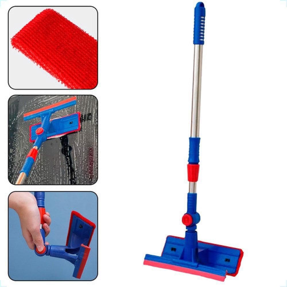 Rodo Limpa Vidros Multiuso 2 Em 1 Cabo Extensivel Mop Duplo Lava E Seca Esfregao Limpeza Janela Vidro Sacada Carro