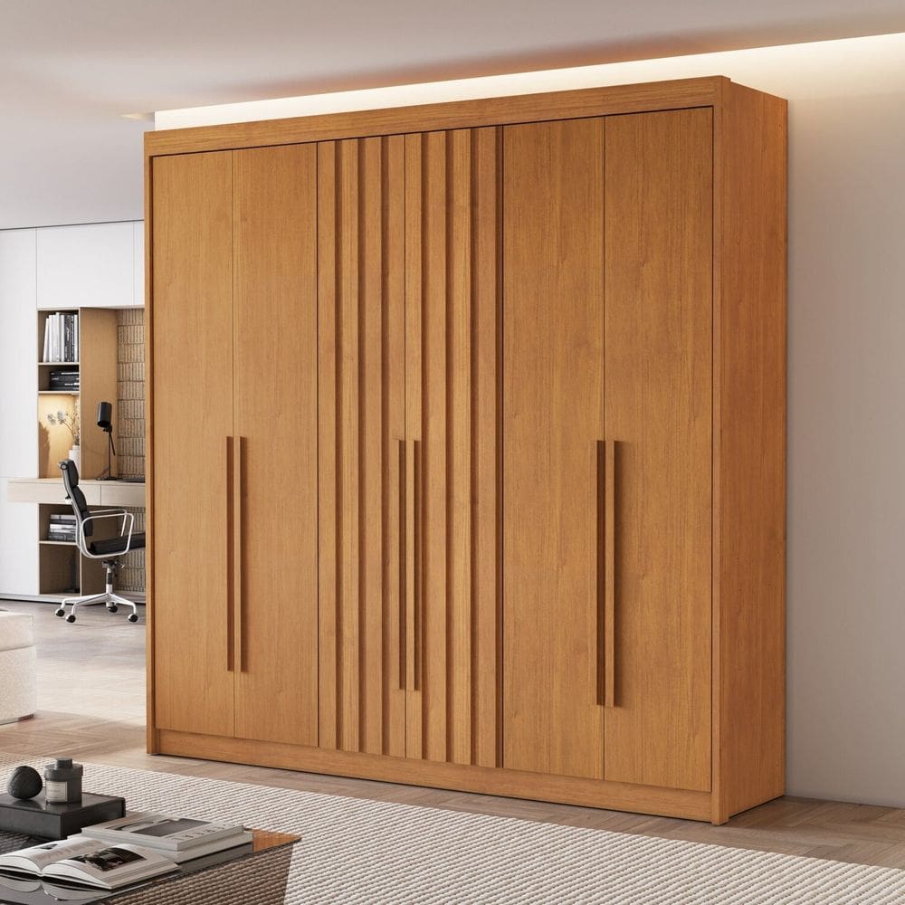 Guarda Roupa Casal 6 Portas 2 Ripadas Portugal Cinamomo