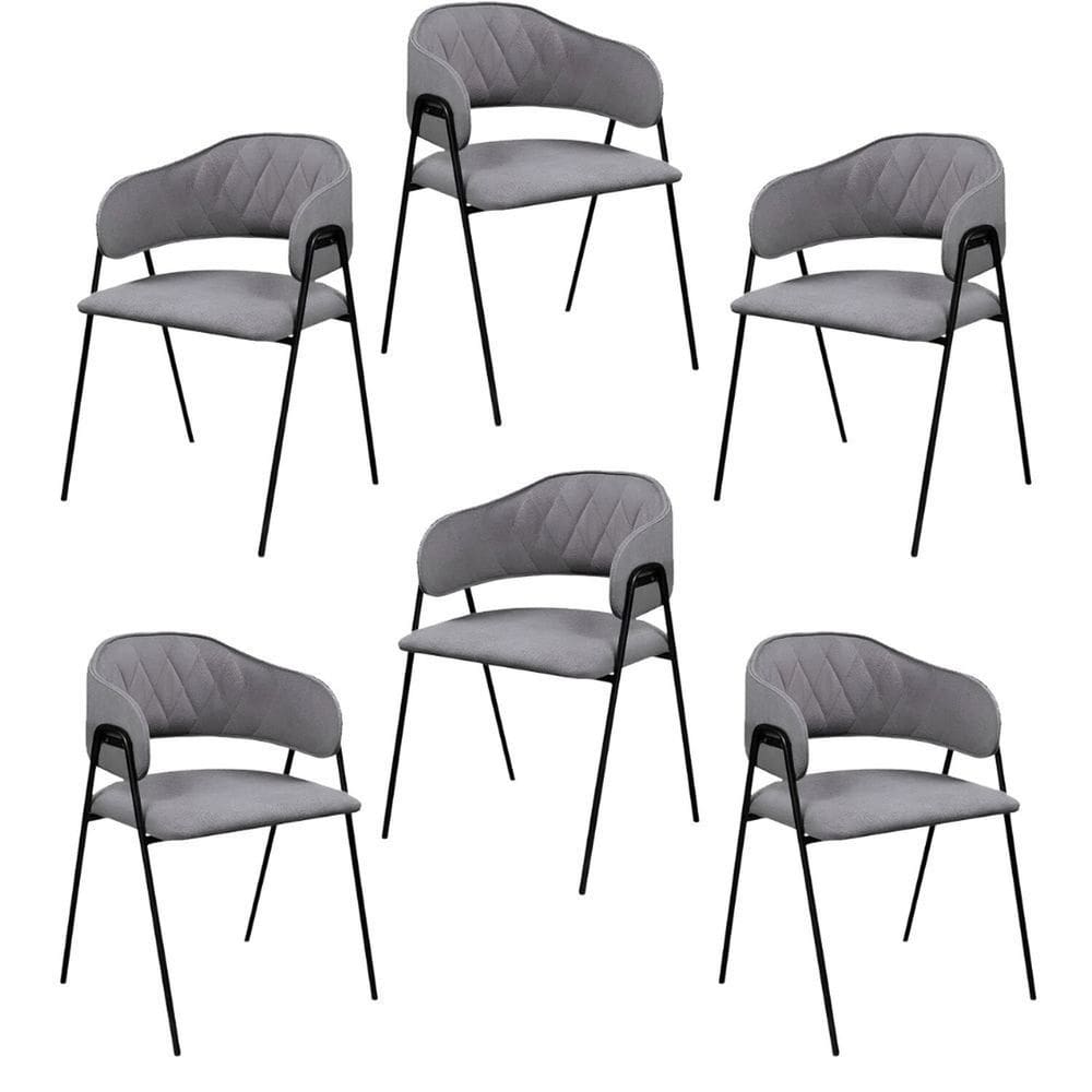 Conjunto 6 Cadeiras Jantar Base Metal Cinza