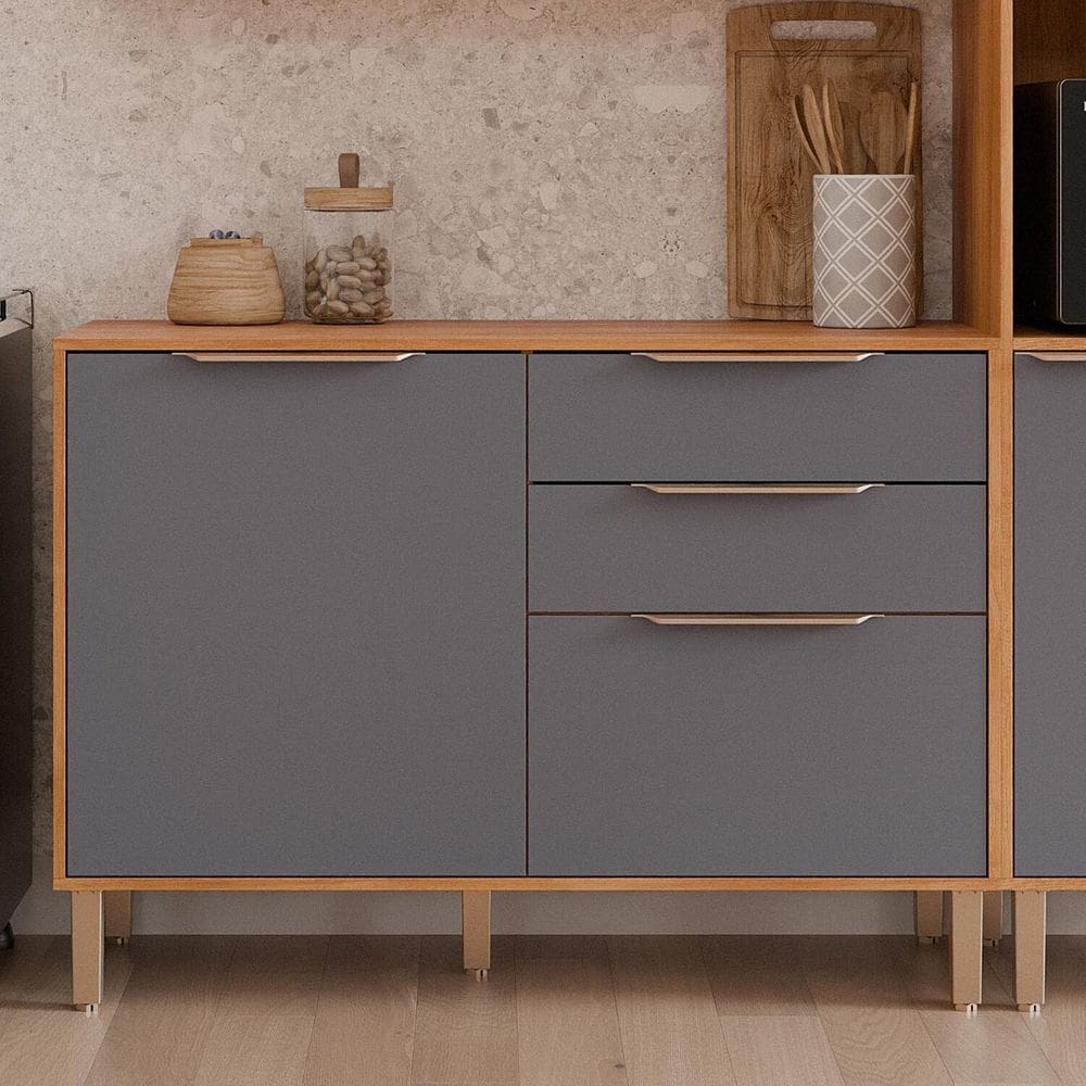 Balcão com Tampo 2 Portas e 2 Gavetas Inspirar e Transformar Cinamomo/Titânio