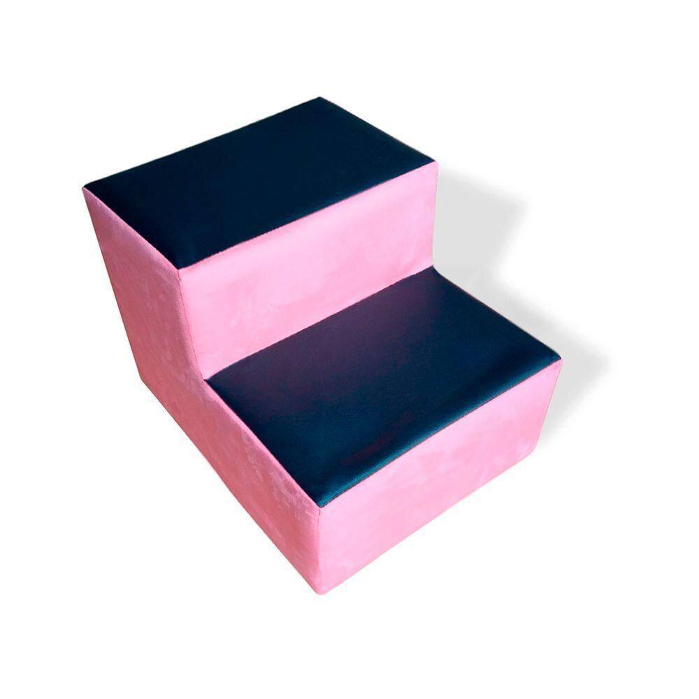 Escada Com Degraus Para Estética Veludo Rosa Chiclete - In9 Decor