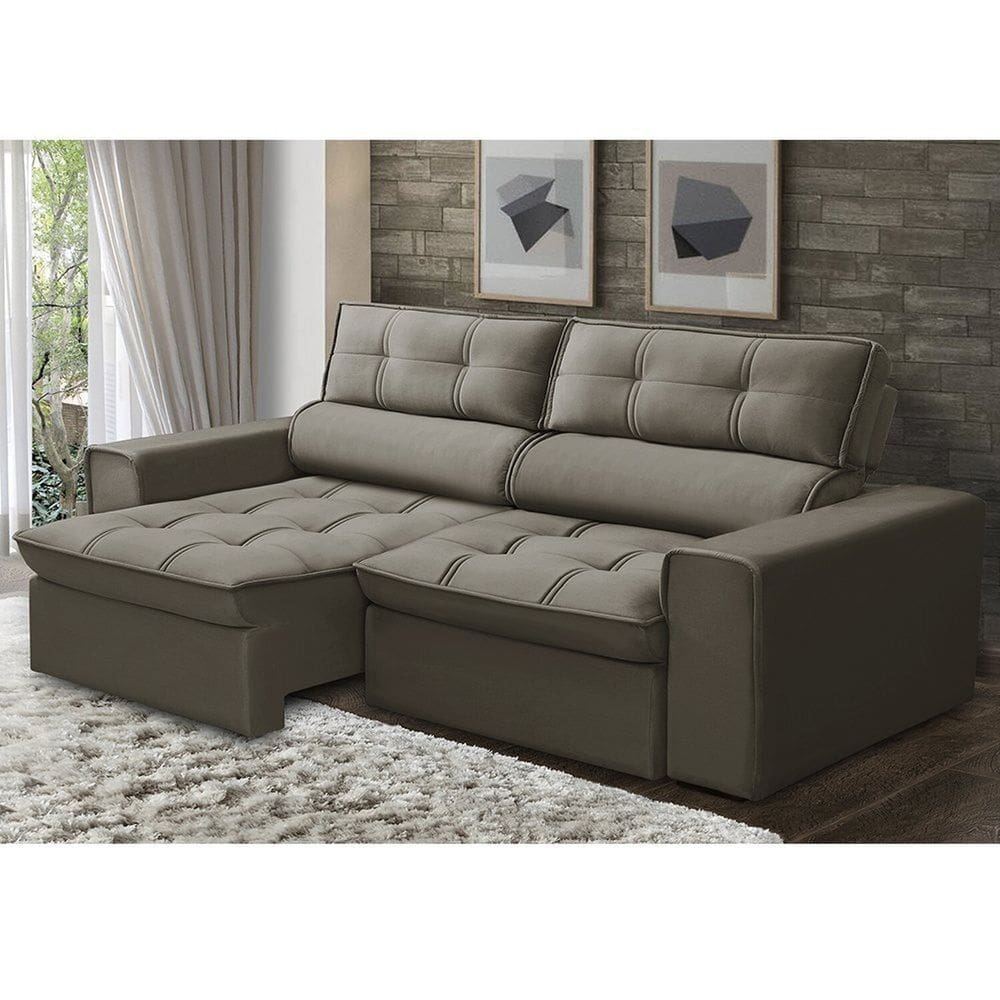 Sofá Retrátil e Reclinável 3 Lugares 180cm Castor