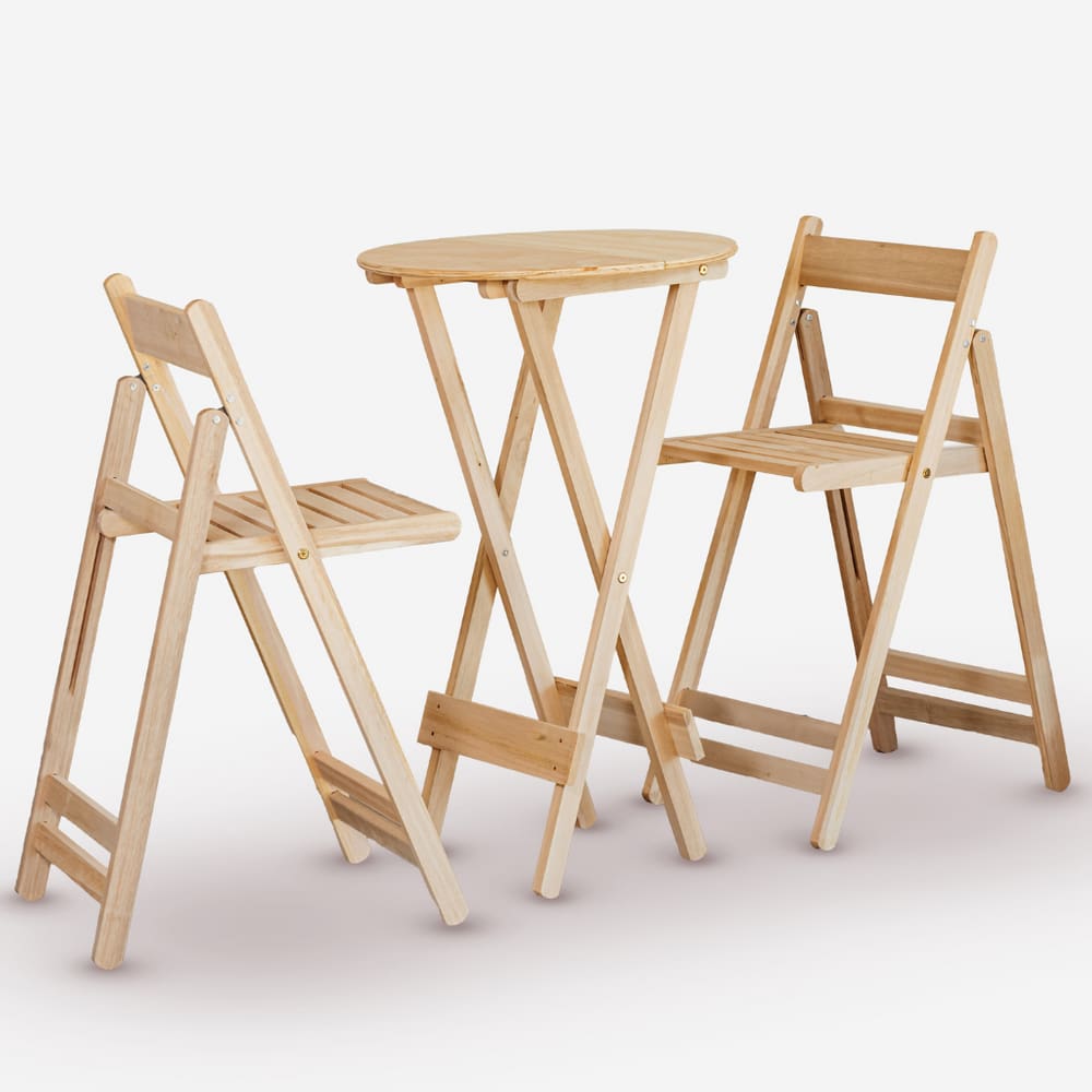 Conjunto de Mesa Bistrô Redondo e 02 Cadeiras em Eucalipto