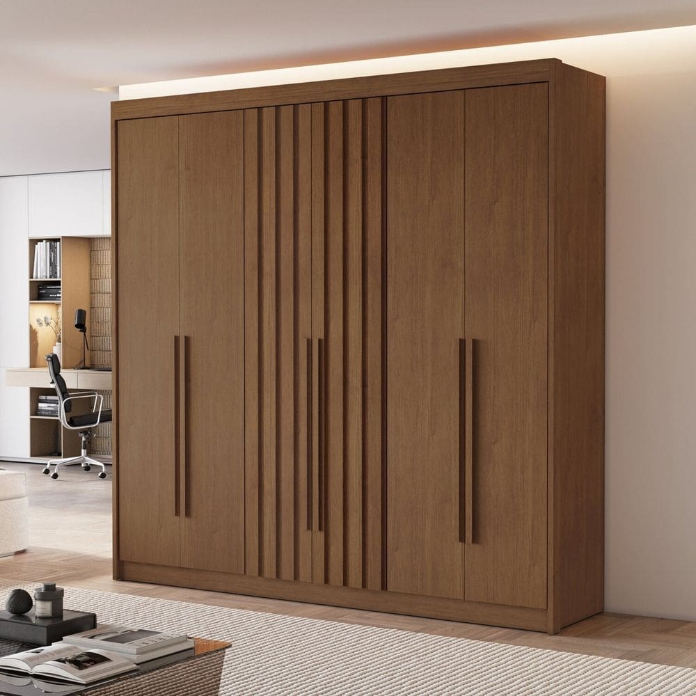 Guarda Roupa Casal 6 Portas 2 Ripadas Portugal Cacau