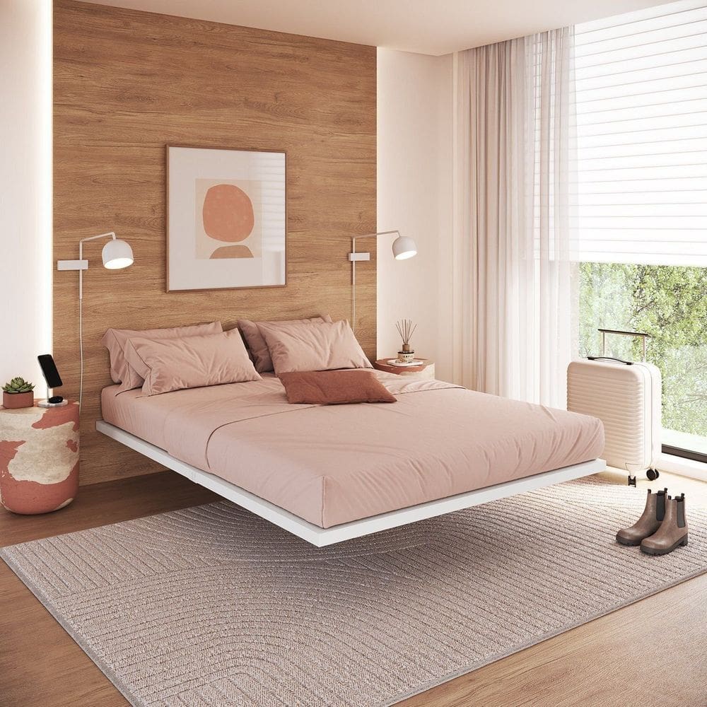 Cama Flutuante de Casal 144cm X 205cm Industrial Branco