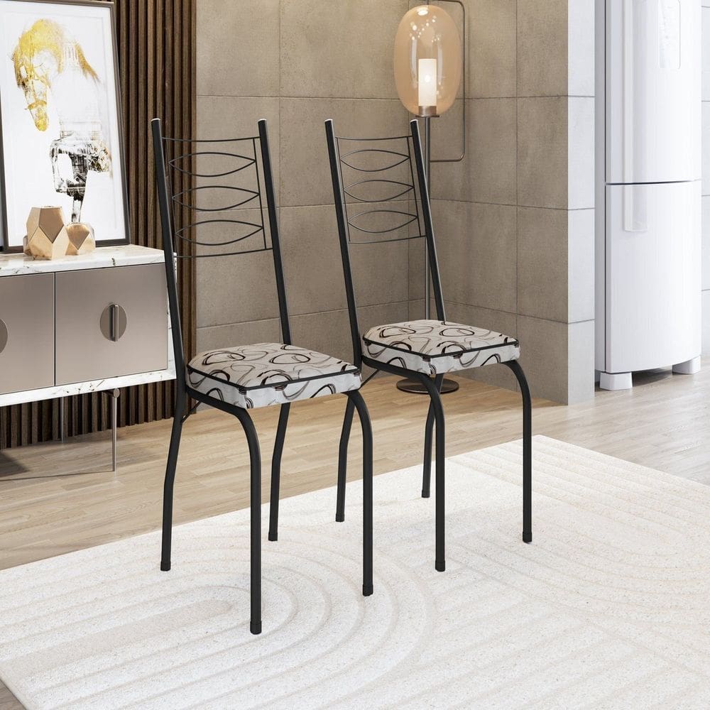 Kit com Duas Cadeiras de Cozinha 262 Preto/ Cedro