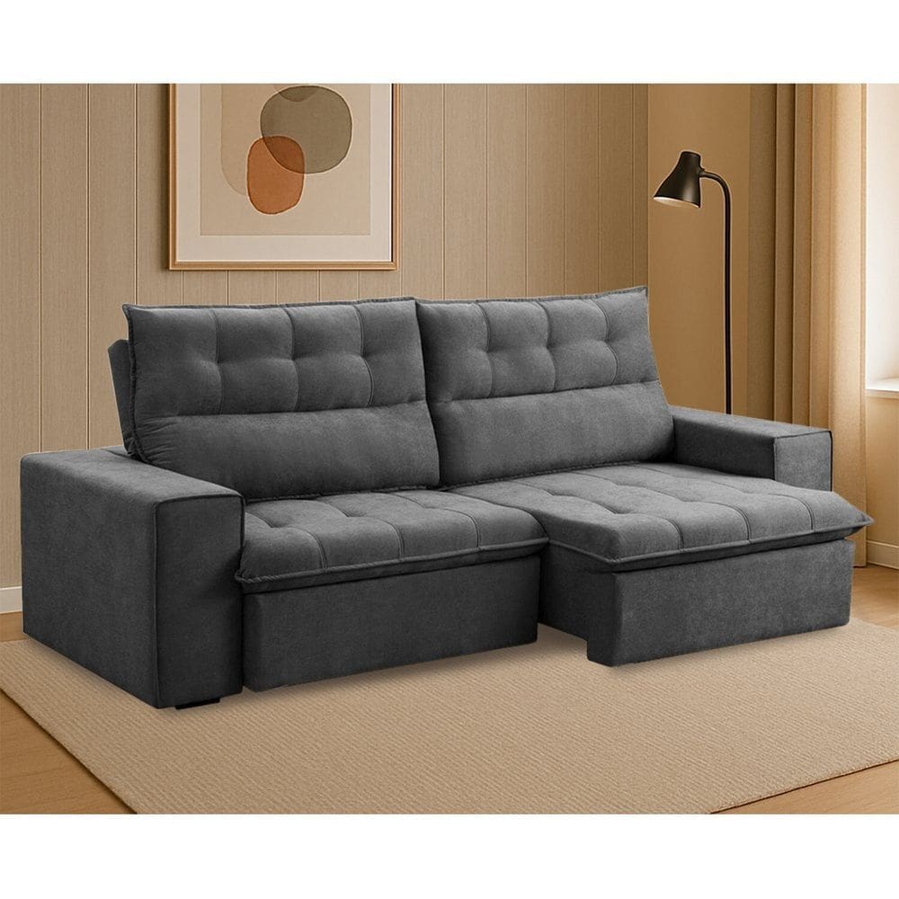 Sofá Retrátil e Reclinável 240cm X 110cm X 98cm Castor