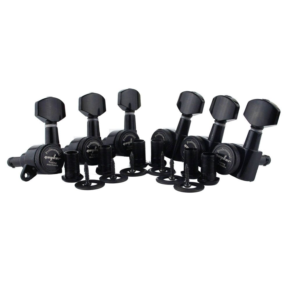 Afinadores de bloqueio de guitarra Guyker 1:18 Lock String Black x6 Left