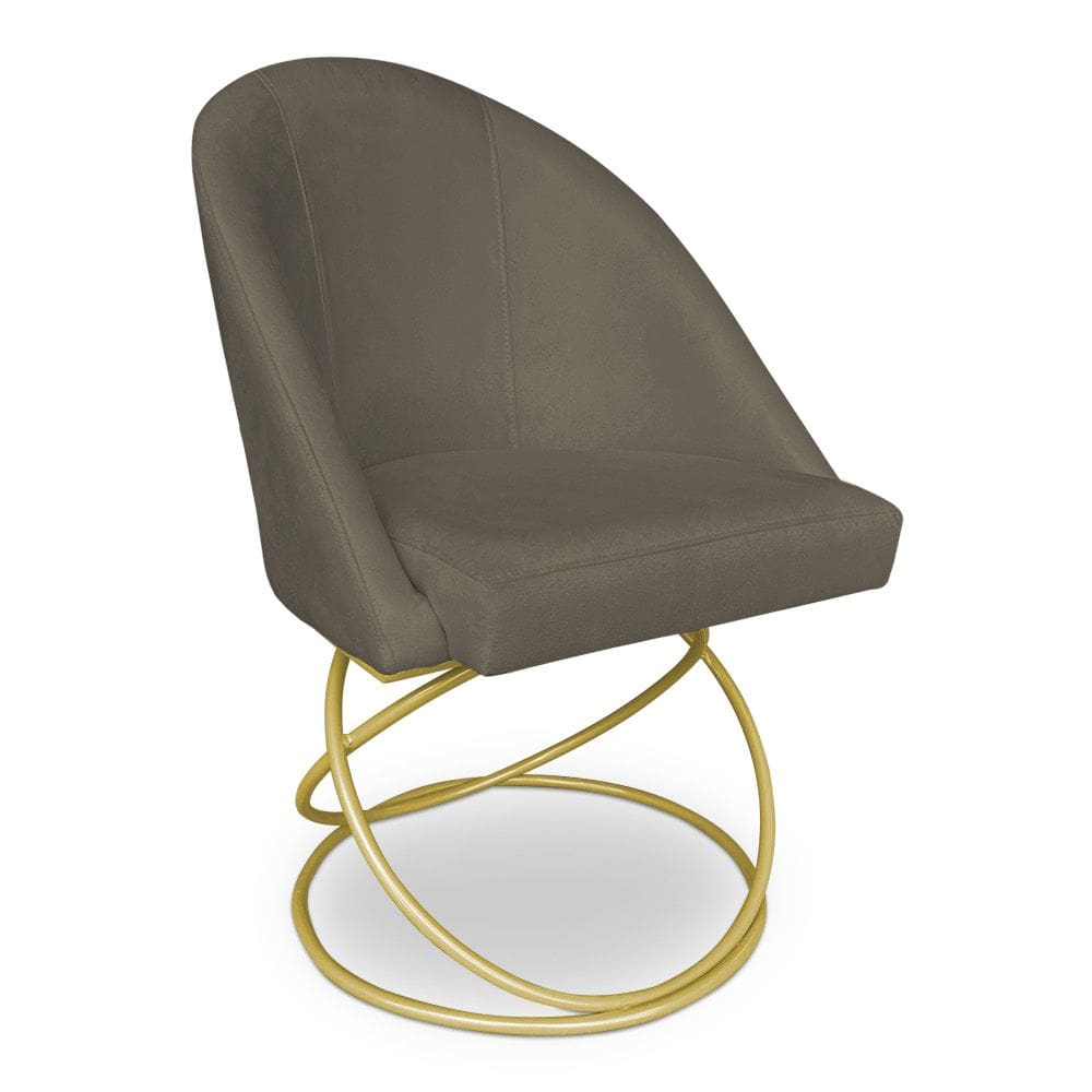 Cadeira Poltrona de Jantar Bela Suede Marsala Base Metálica Luxo Dourado - Pallazio