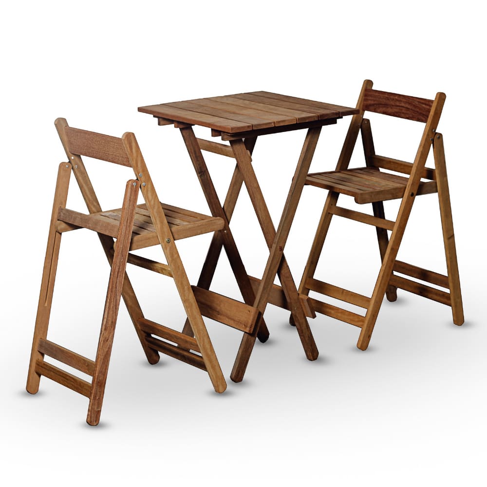 Conjunto de Mesa Bistrô e 02 Cadeiras em Madeira Nobre