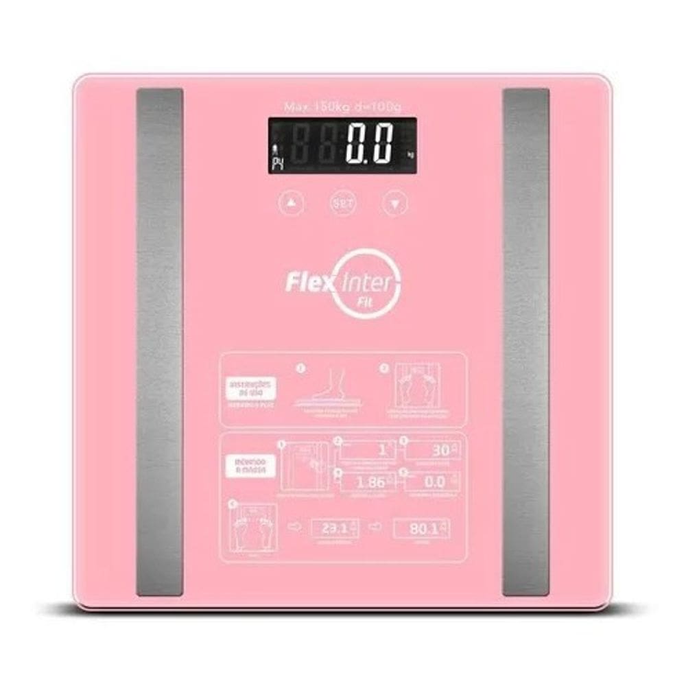Balança Digital Corporal com Bioimpedancia Mede 6 Servicos Rosa