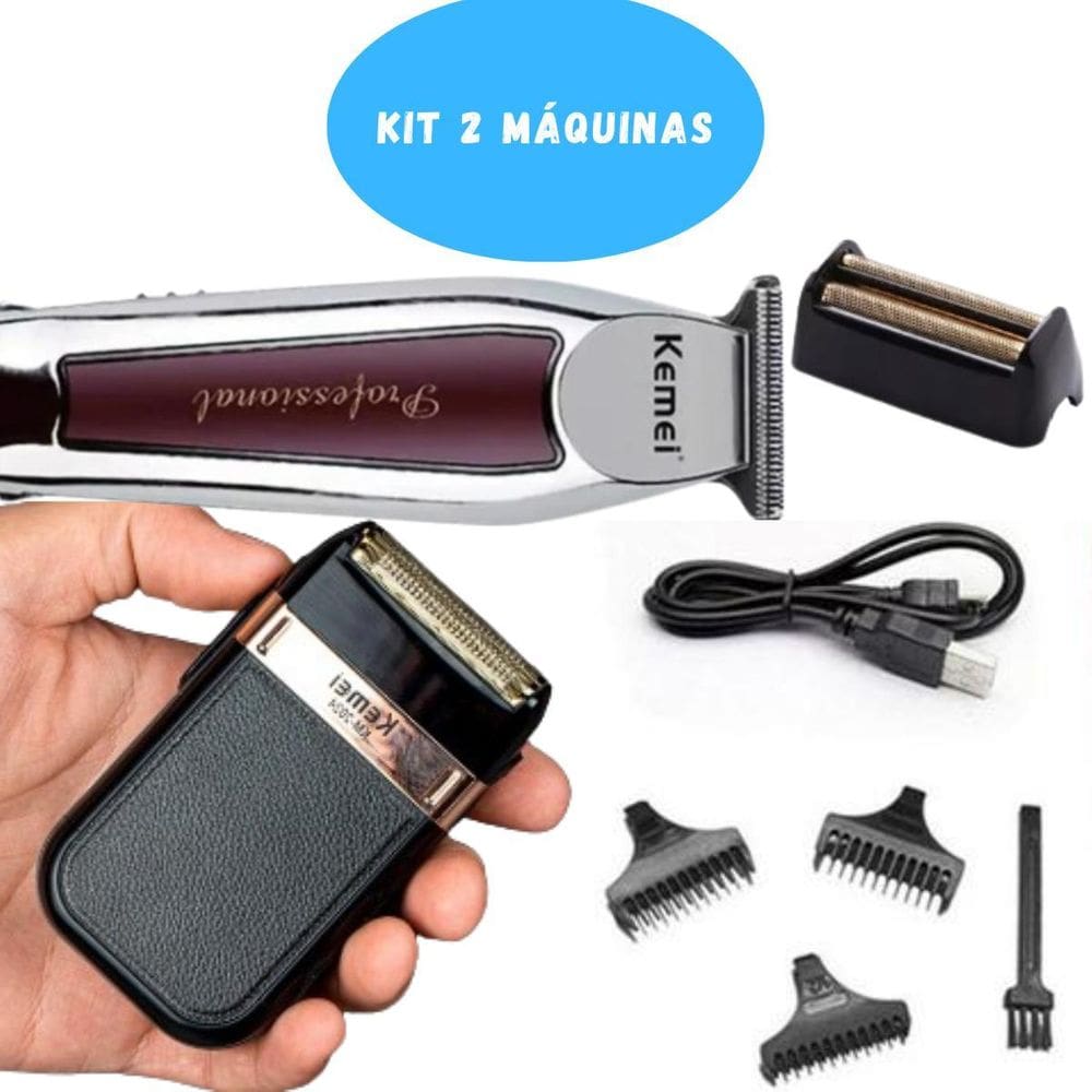 Kit Cuidado Masculino  Kemei 2024 + 9164  Bivolt Funcional