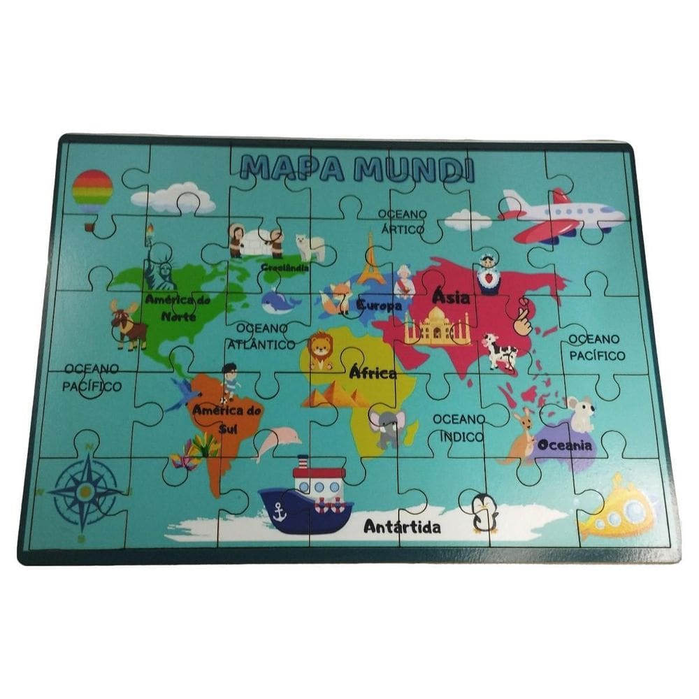 Quebra-Cabeça Mundo Educativo Infantil Madeira Montessori