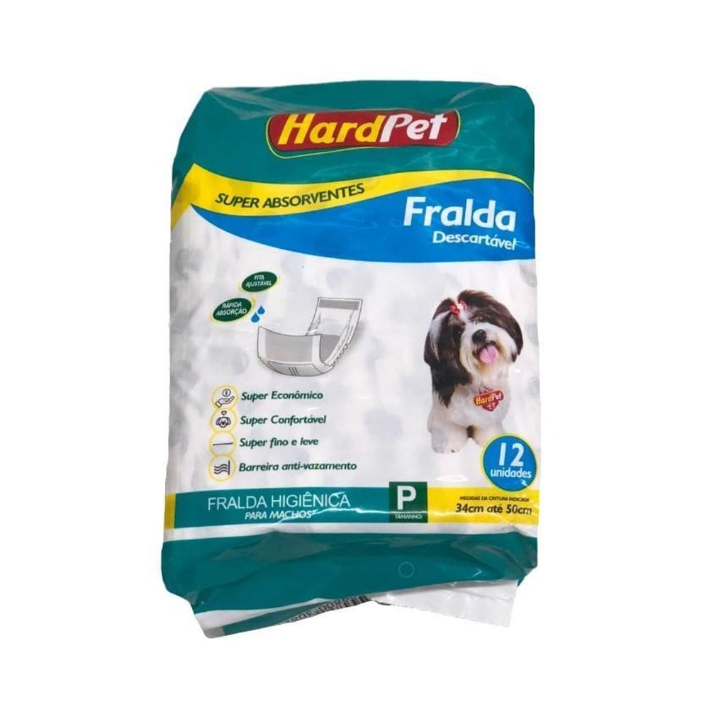 Fralda Higiênica Hard Pet Cães Machos 12 Unidades Tamanho P