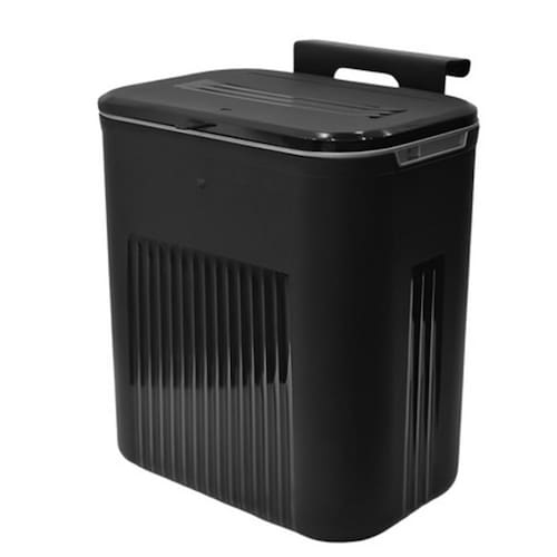 Lixeira Suspensa Preta 9 Litros com Suporte Adesivo e Alça de Pendurar