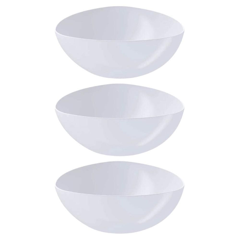 3 Saladeiras Triangulares Tigelas Plástico 2,5L Branco Coza Bacias Saladas Pipoca Sobremesas