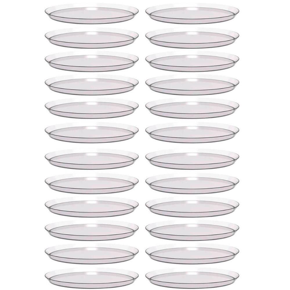 Kit 24 Bandejas Redondas 34cm Poliestireno Doce Salgado Buffet Incolor Crippa Glassy