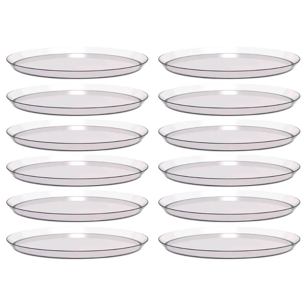 12 Bandejas Redondas 34cm Restaurante Incolor para Doces Salgados Buffet Festa