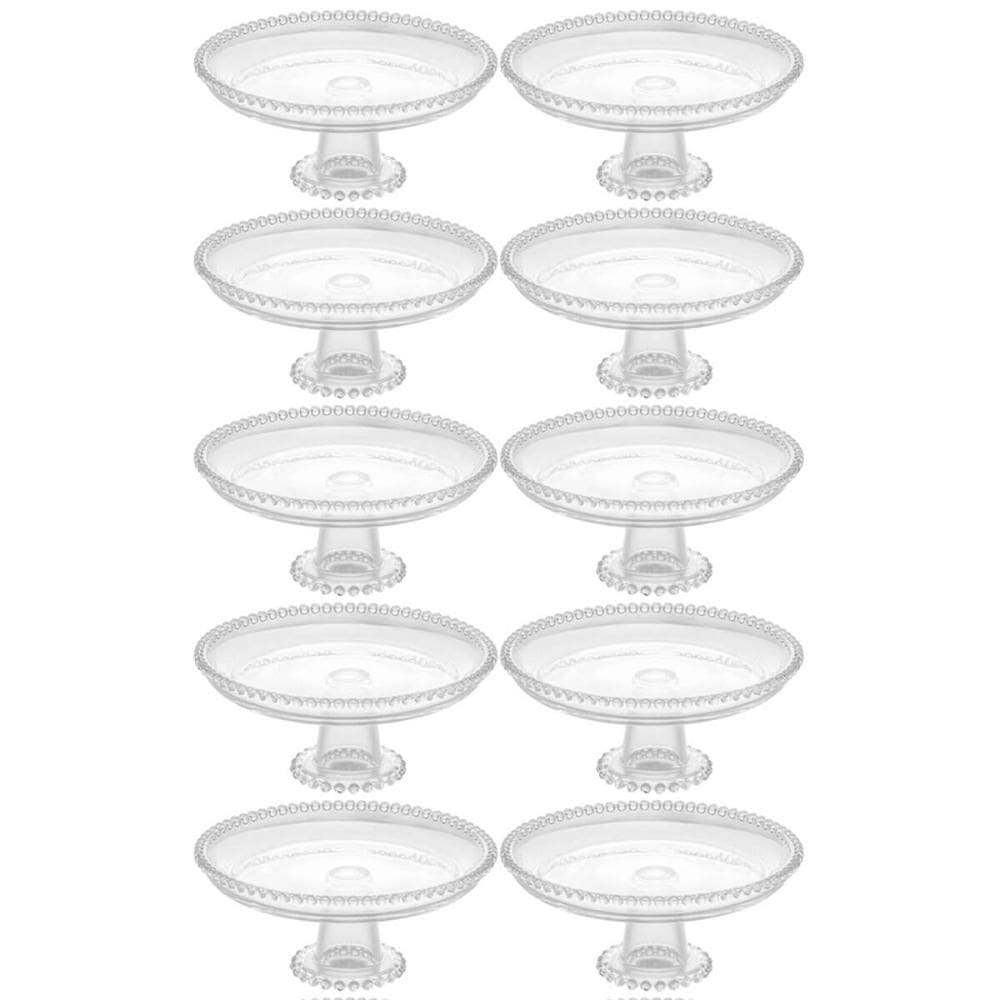 10 Boleiras de Cristal com Pedestal Porta Bolo Doces Salgados Hotel Eventos