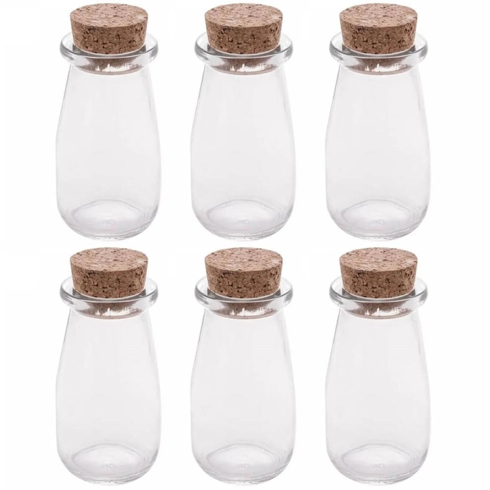 Kit 6 Mini Potes Tampa Rolha 100ml Vidro Lyor Lembrancinhas Porta Mantimentos Decorativo