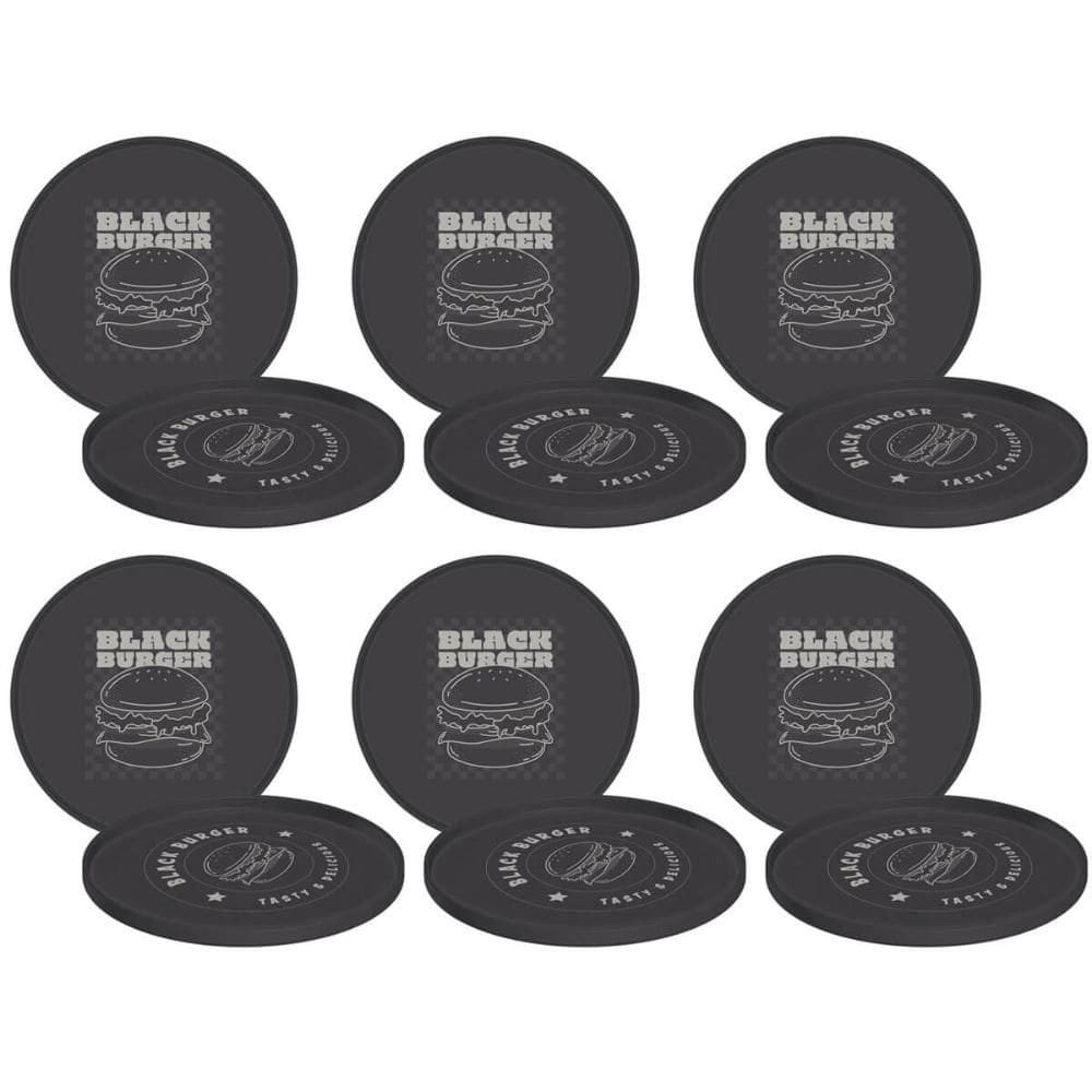 Kit 6 Pratos Rasos Hambúrguer 20cm Tramontina Black Burger Plástico Cinza