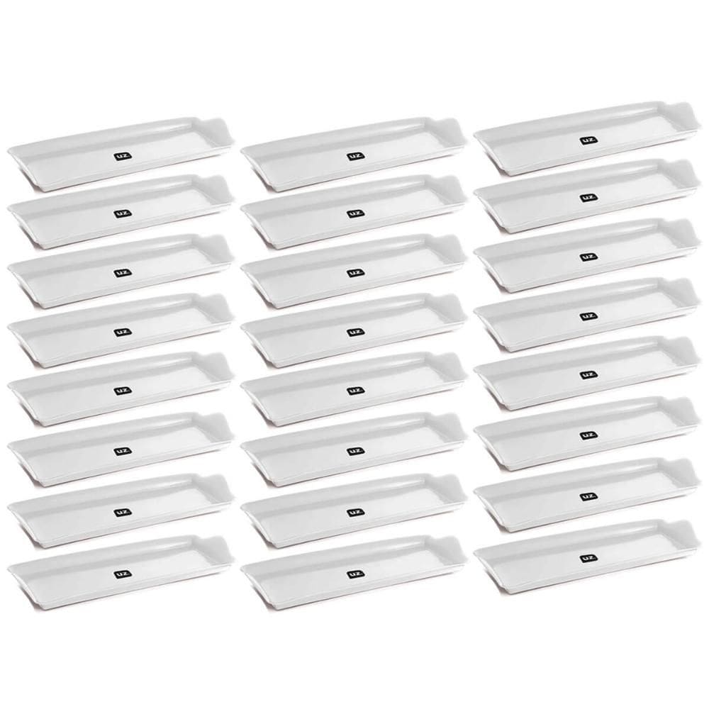 Kit 24 Bandejas 38x16cm para Servir Alças Branca Restaurante Bar Uz Estreitas