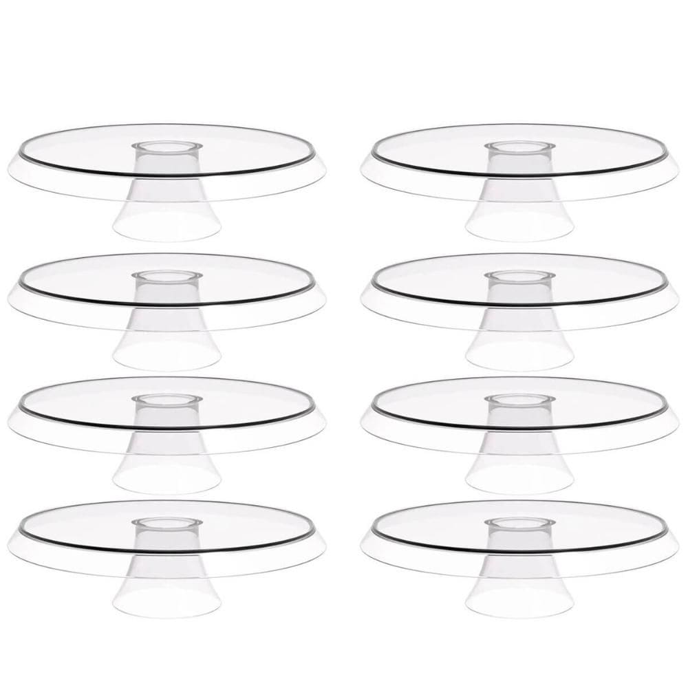 Kit 8 Bases Porta Bolos Tortas Doces 30cm com Pé Transparente Glassy Crippa