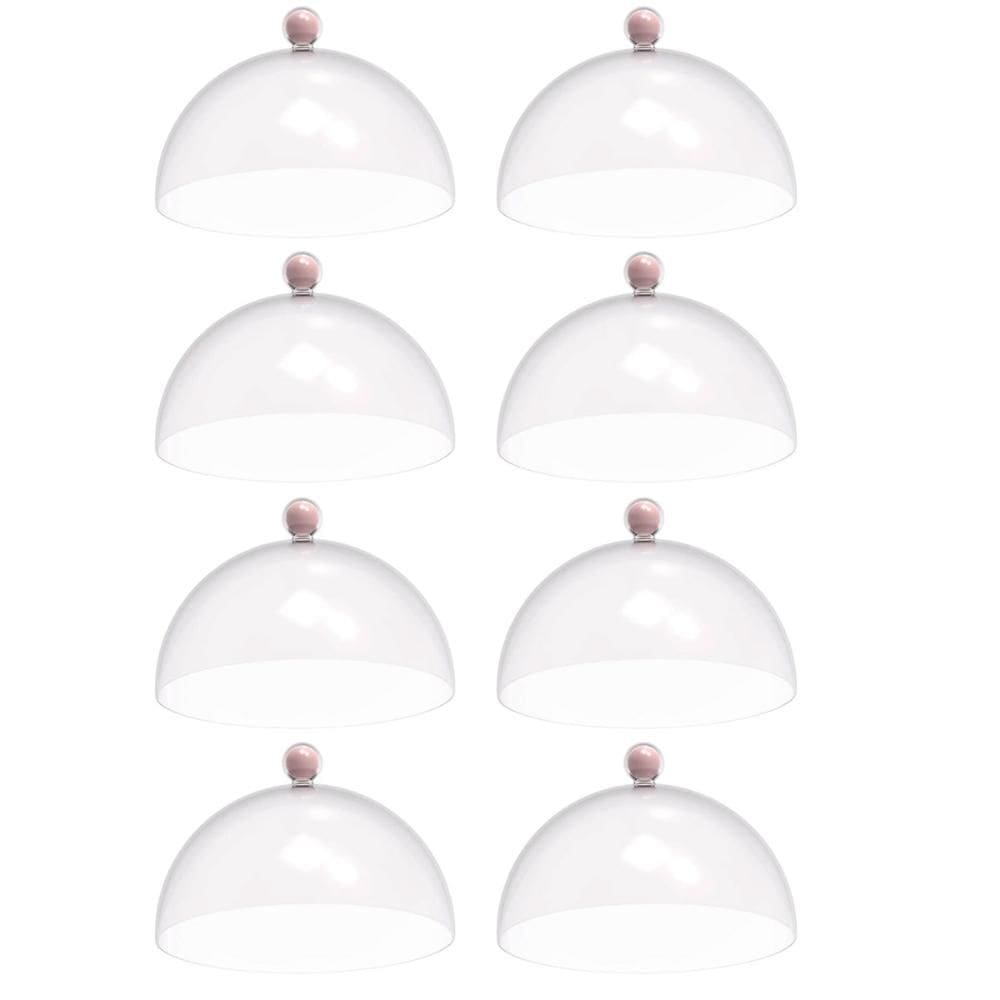 8 Cúpulas Plástico 25cm Bolos Tortas Doces Pratos Rosa Himalaia Bubble Crippa