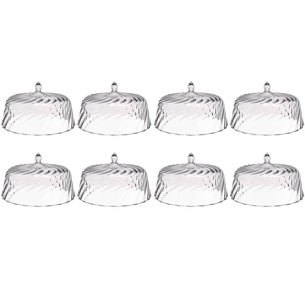 8 Cúpulas de Plástico 25cm Transparente para Bolos Tortas Doces Pratos Glassy Crippa