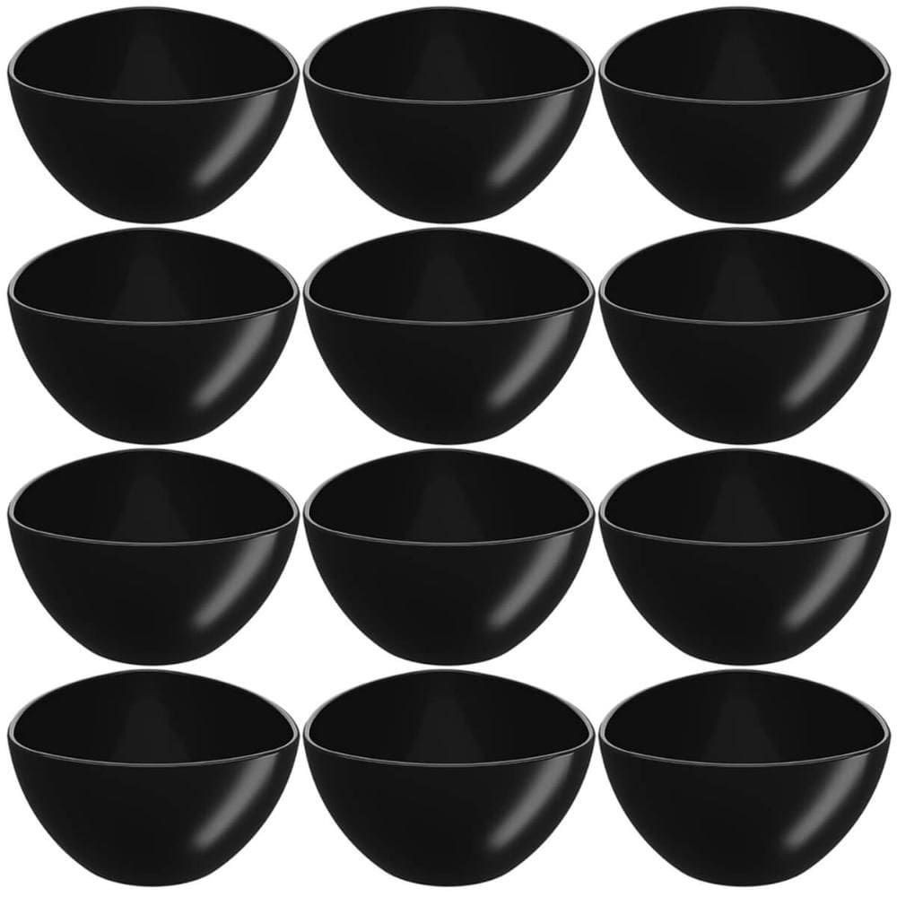 12 Bowls Preto de Plástico Triangular 250ml Pote de Petiscos Sobremesa Tigela Essential