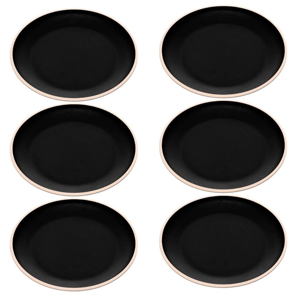 Jogo 6 Pratos de Sobremesa 21,5cm de Melamina Class Preto Ra