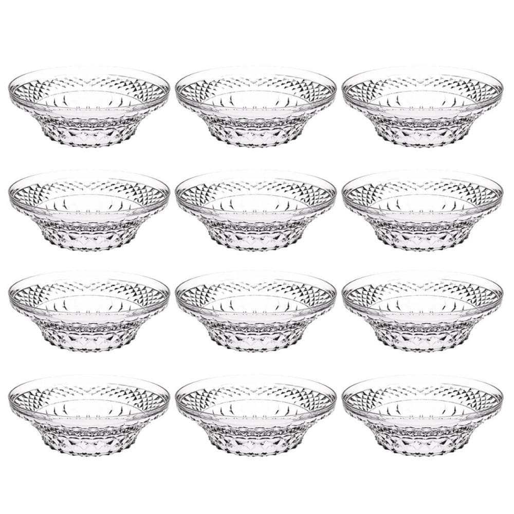 Kit 12 Tigelas Redondas 3,3L Crippa Transparente Plástica Salada Sobremesa Restaurante