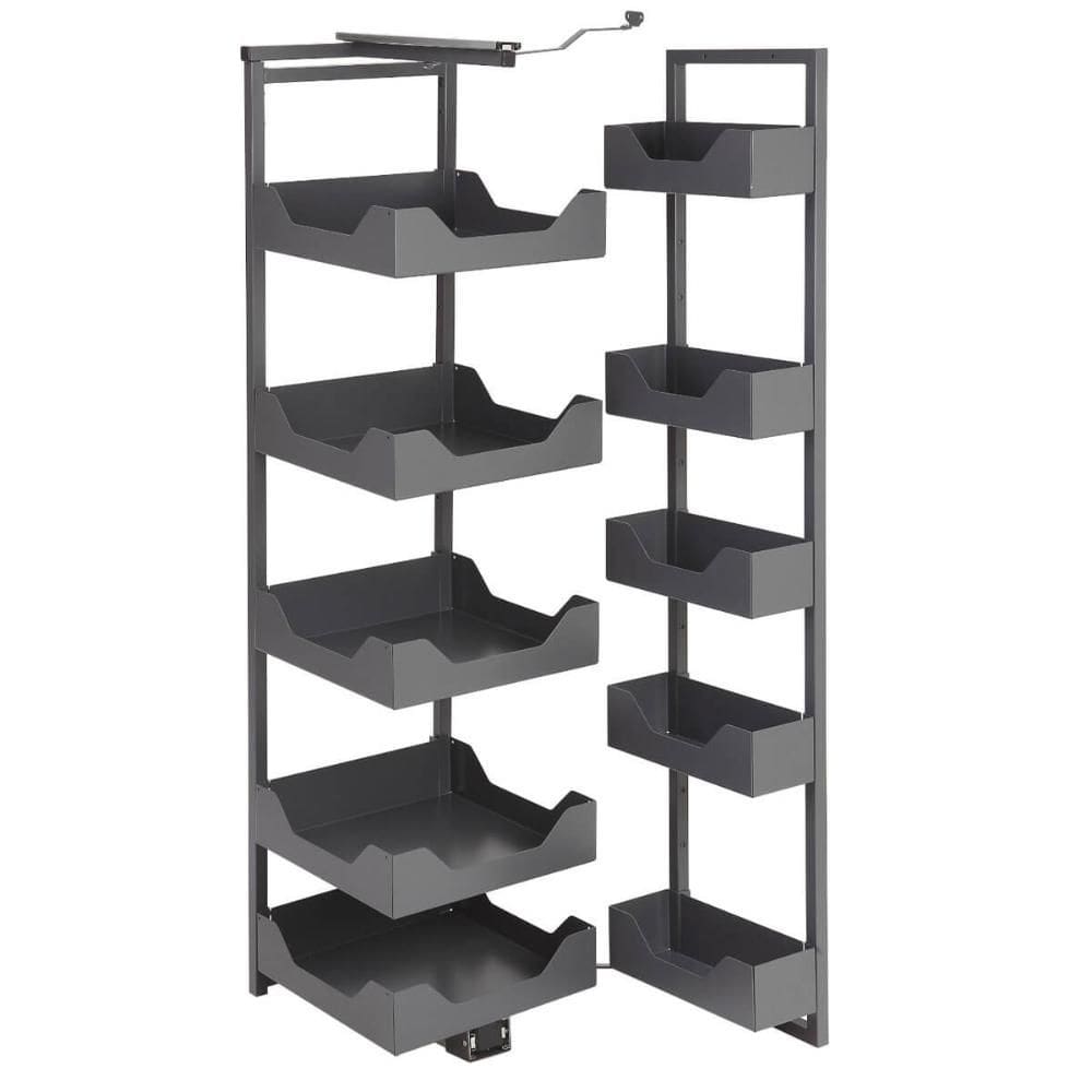 Coluna Deslizante Alta 10 Bandejas Pretas Masutti 35,5x50,5x144 a 175cm Prateleira Armário