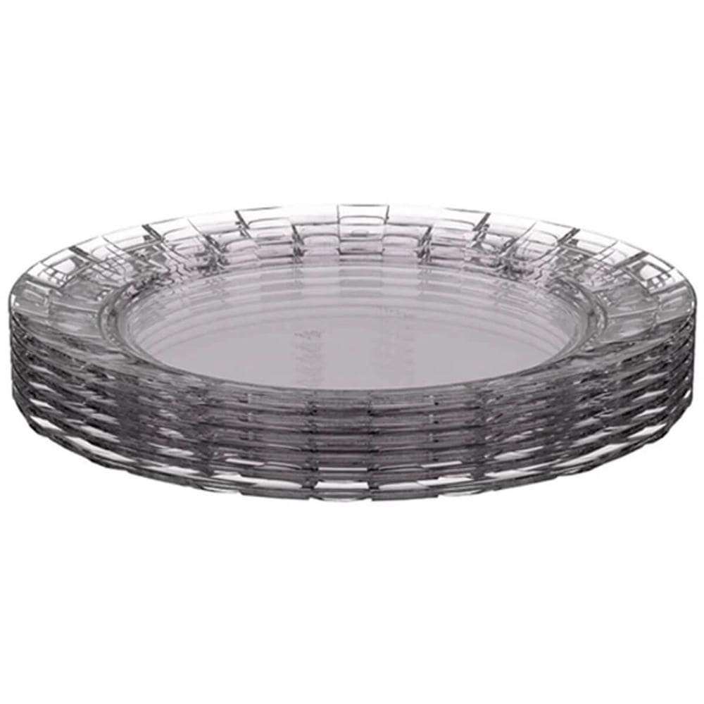 Jogo 72 Pratos Médios 19cm Plástico Transparente Servir Sobremesa Doces Mesa Posta Crippa