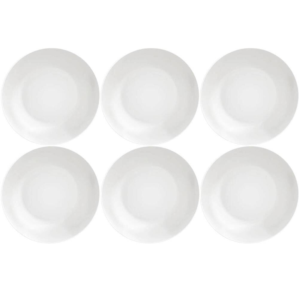 6 Pratos Fundos de Risoto Porcelana Branca 21cm Tramontina Leonora