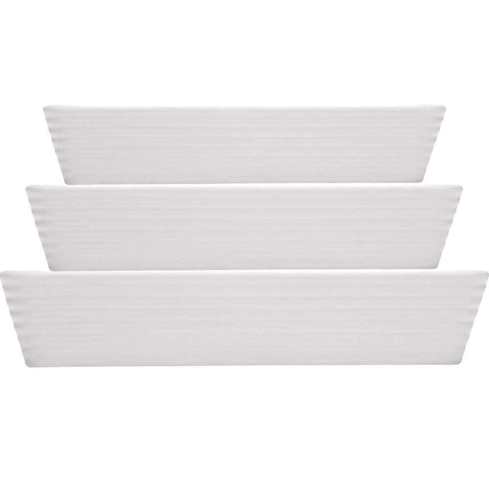 Conjunto 3 Refratários de Porcelana Travessas Brancas Retangulares Servir Mesa Posta Línea Lyor