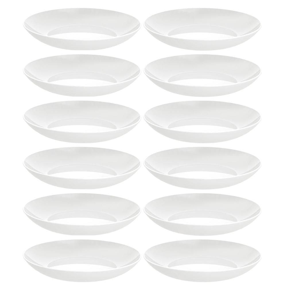 Kit 12 Pratos Fundos Tramontina de Porcelana Brancos 22cm Sophia Sopas Caldos Restaurantes